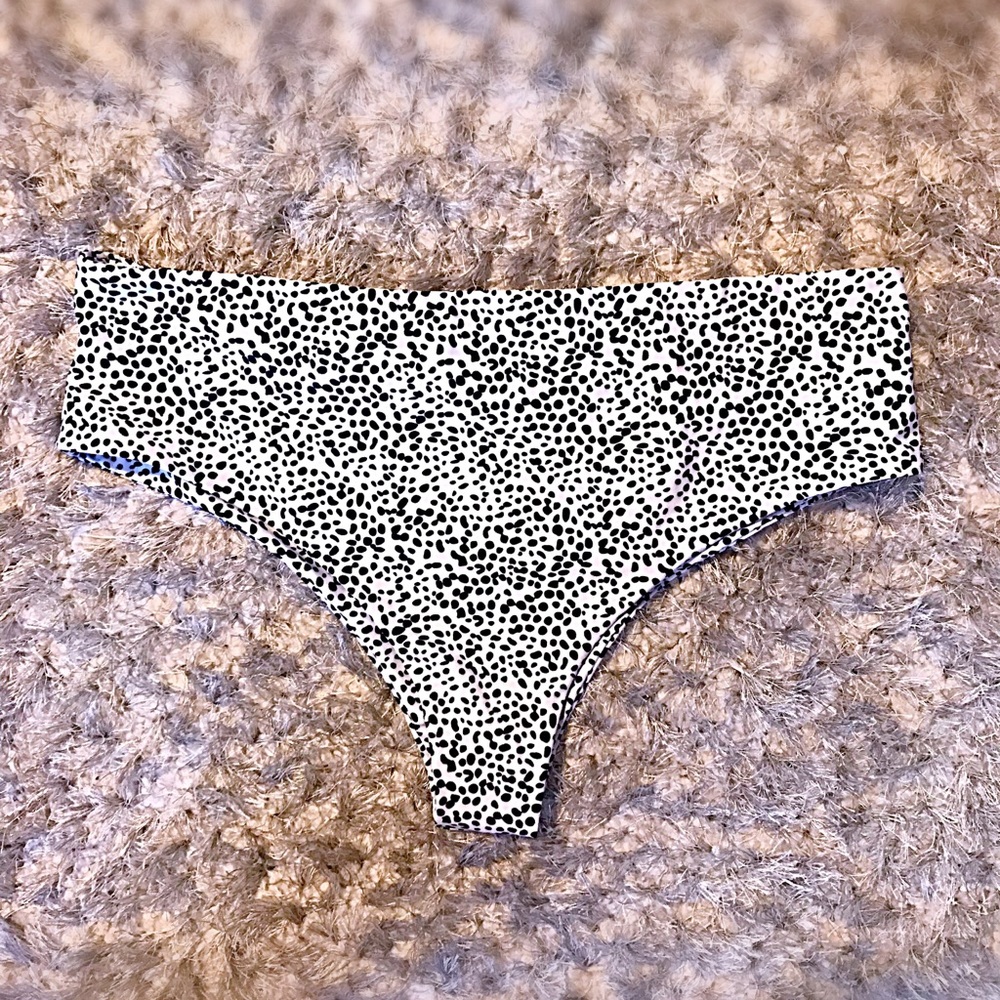 Black and White high waisted dot bikini bottoms-XL